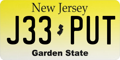 NJ license plate J33PUT