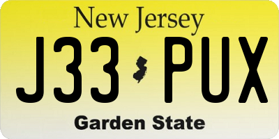 NJ license plate J33PUX