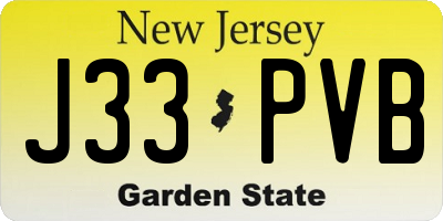 NJ license plate J33PVB
