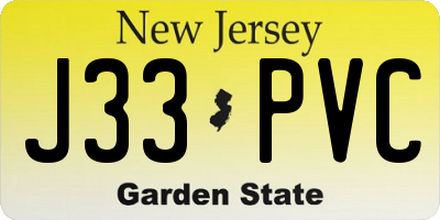 NJ license plate J33PVC