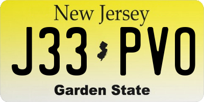 NJ license plate J33PVO