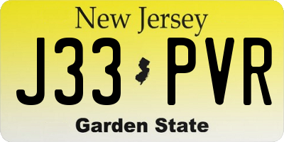 NJ license plate J33PVR