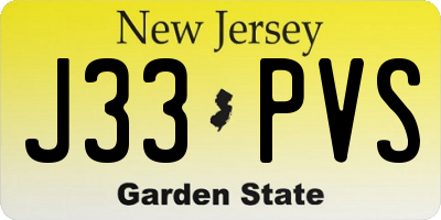 NJ license plate J33PVS