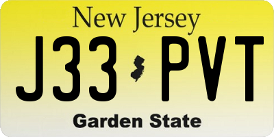 NJ license plate J33PVT