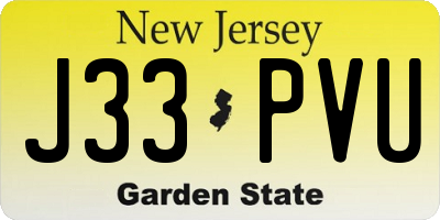 NJ license plate J33PVU