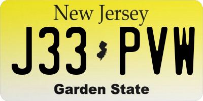 NJ license plate J33PVW
