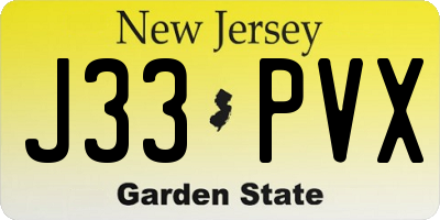 NJ license plate J33PVX