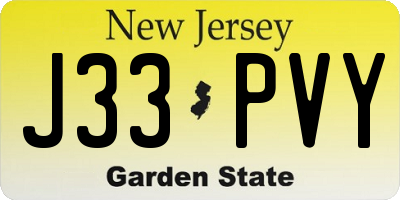 NJ license plate J33PVY