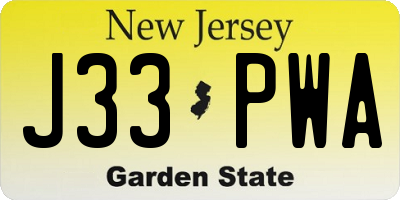 NJ license plate J33PWA