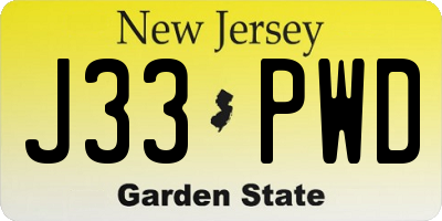 NJ license plate J33PWD