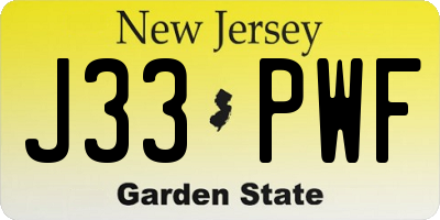 NJ license plate J33PWF