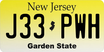 NJ license plate J33PWH