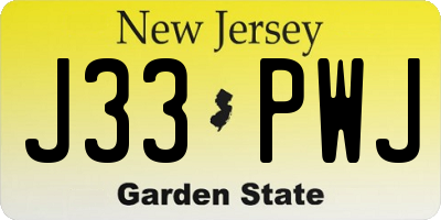 NJ license plate J33PWJ