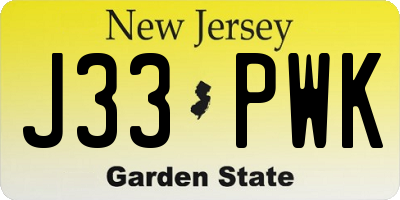 NJ license plate J33PWK