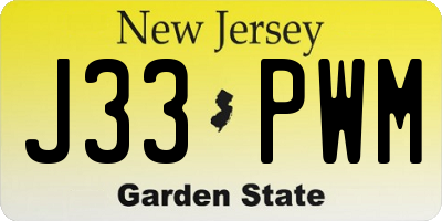 NJ license plate J33PWM