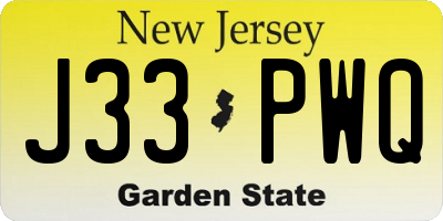 NJ license plate J33PWQ