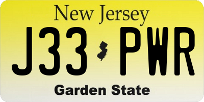NJ license plate J33PWR