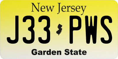 NJ license plate J33PWS