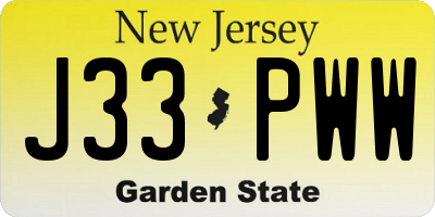 NJ license plate J33PWW