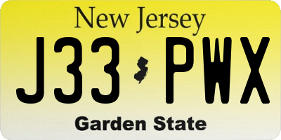 NJ license plate J33PWX