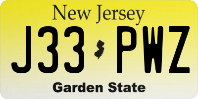NJ license plate J33PWZ