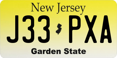 NJ license plate J33PXA