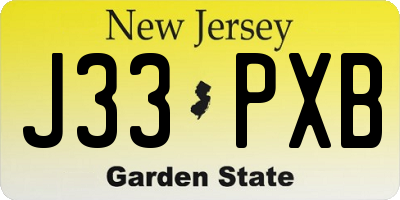 NJ license plate J33PXB