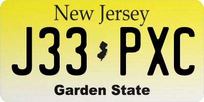 NJ license plate J33PXC