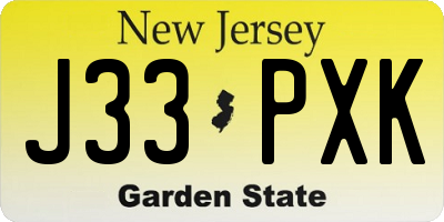 NJ license plate J33PXK
