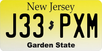 NJ license plate J33PXM