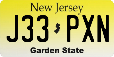 NJ license plate J33PXN
