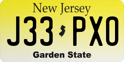 NJ license plate J33PXO