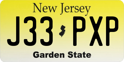 NJ license plate J33PXP