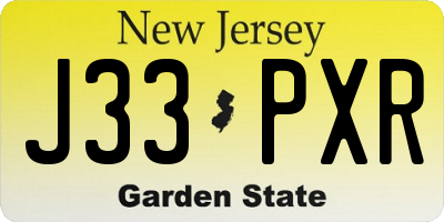 NJ license plate J33PXR