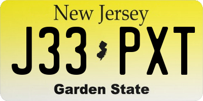 NJ license plate J33PXT