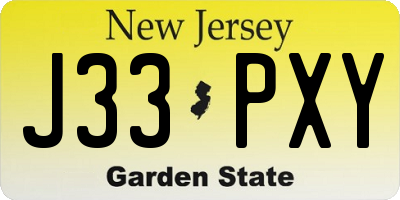 NJ license plate J33PXY