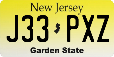 NJ license plate J33PXZ