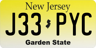 NJ license plate J33PYC