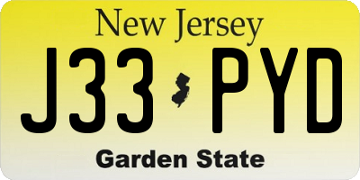 NJ license plate J33PYD