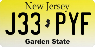 NJ license plate J33PYF