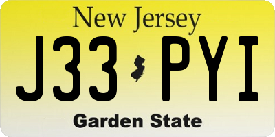 NJ license plate J33PYI