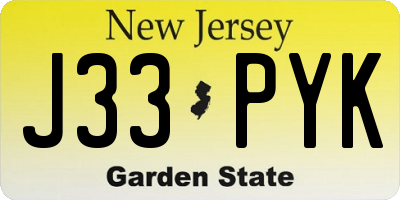 NJ license plate J33PYK