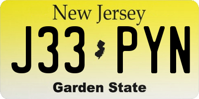 NJ license plate J33PYN