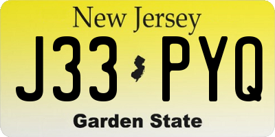 NJ license plate J33PYQ