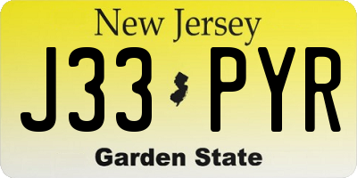 NJ license plate J33PYR
