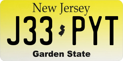 NJ license plate J33PYT