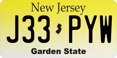 NJ license plate J33PYW