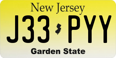 NJ license plate J33PYY