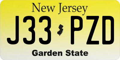 NJ license plate J33PZD