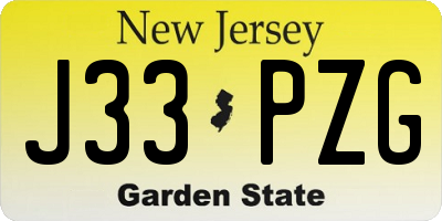 NJ license plate J33PZG